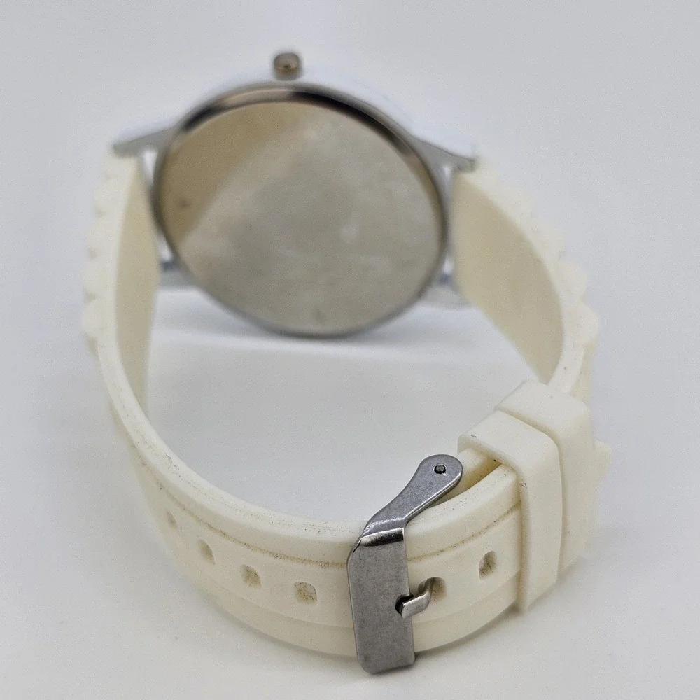 Men's Watch 42MM White Dial White Plastic‎ Bands New Battery